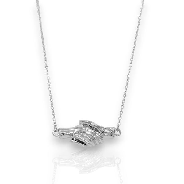 ZEM-P- Shake Hand Stay Together Silver Pendant
